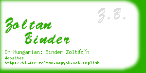 zoltan binder business card